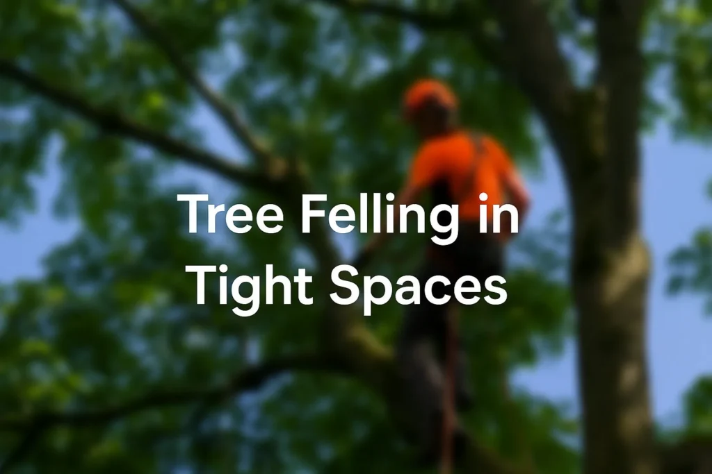 Tree surgeon dismantling a tree
